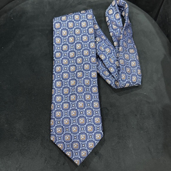 Canali Blue and Gold Patterned Tie - Picture 1 of 2